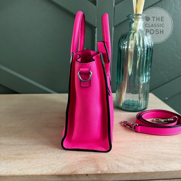 ❌SOLD❌ EUC Rare Celine Nano Luggage Fluo Pink Gold Crossbody Bag Tote - Picture 4 of 13